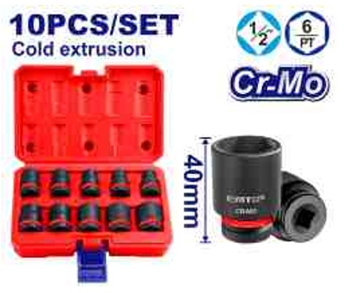 EMSS12101, 10 Pcs 12 impact socket set Professional Grade Industrial Equipment